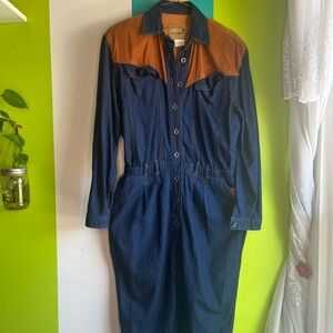 Denim Corduroy Western Dress
